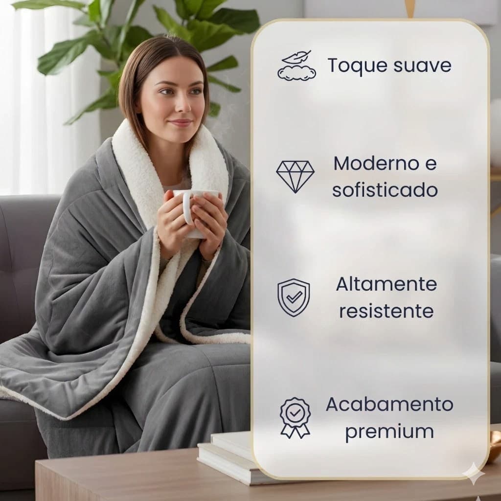 Coberdrom Casal Queen Sherpa Edredrom Pele de Carneiro 2,40m x 2,20m Dupla Face Para o Frio Toque Macio