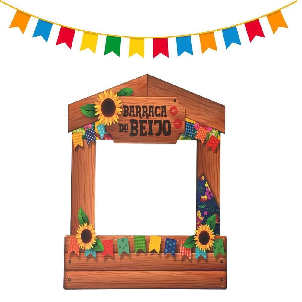 Decoração Junina Painel Foto Barraca do Beijo 57x42 cm - Wincy Festas