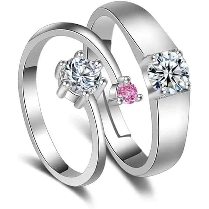 Anel Ajustável de Metal com Diamante de Zircônia Cúbica Atraente para Casais, para Homens e Mulheres, para Casamento, No