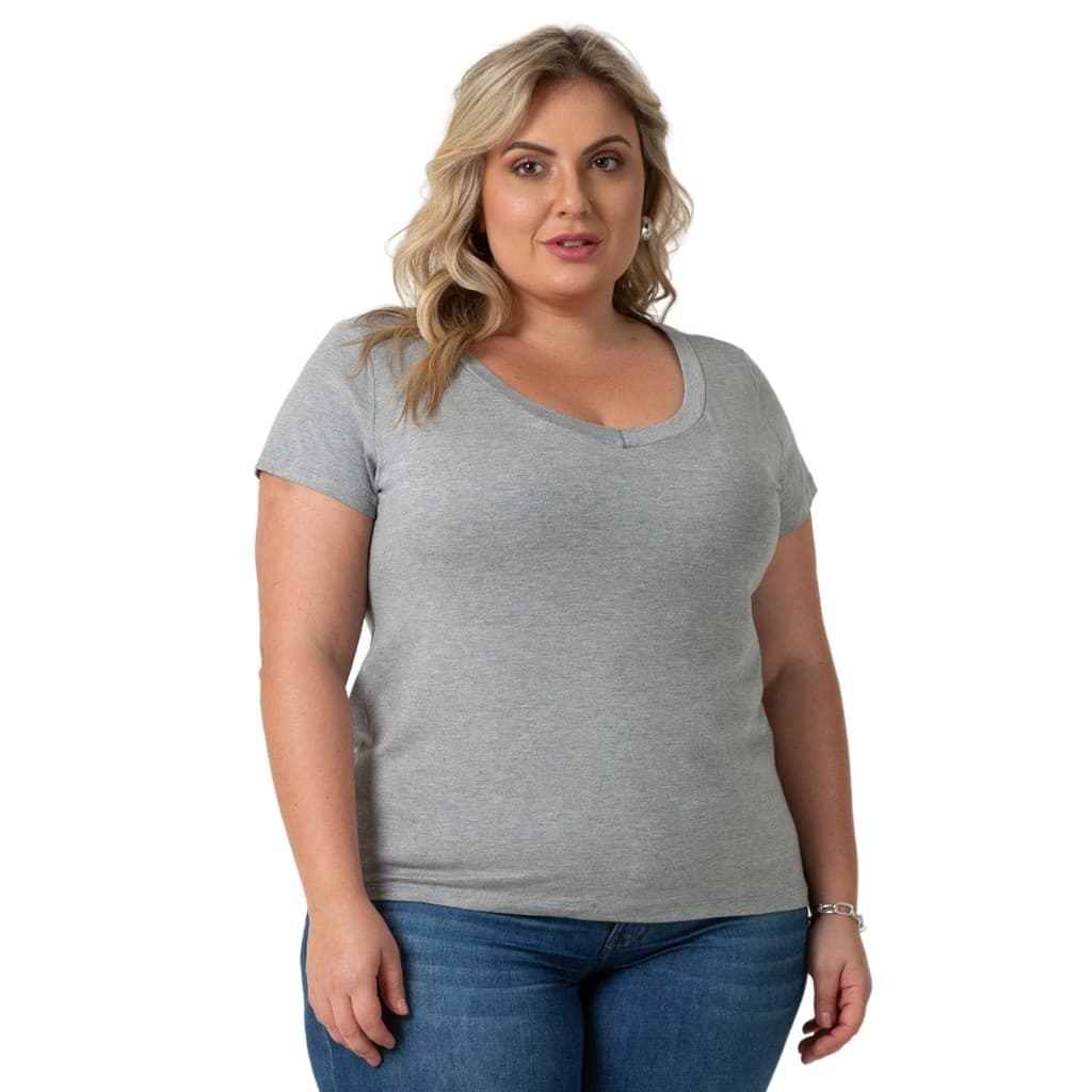 Blusa Plus Size Feminina Gola V Confortável e Elegante 103836-DROP