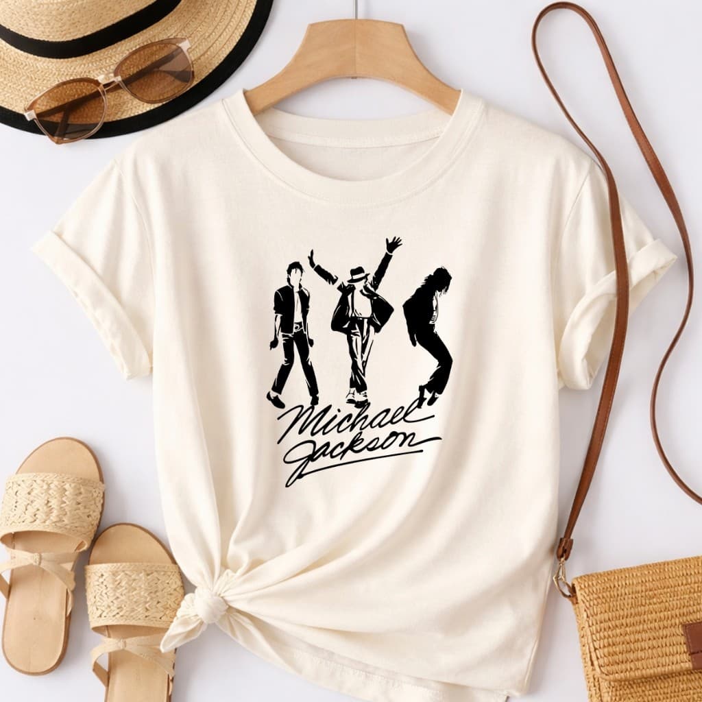 Camiseta Estampa Exclusiva Michael Jackson Feminina Confortável Moda Casual Premium 100% Algodão