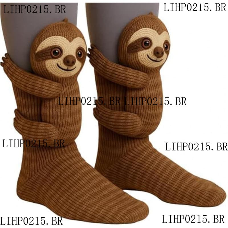 Meias De Preguiça De Animal De Malha 3D Para Mulheres Natal Coleção De Inverno Divertidas E Fofas De Animais De Pelúcia
