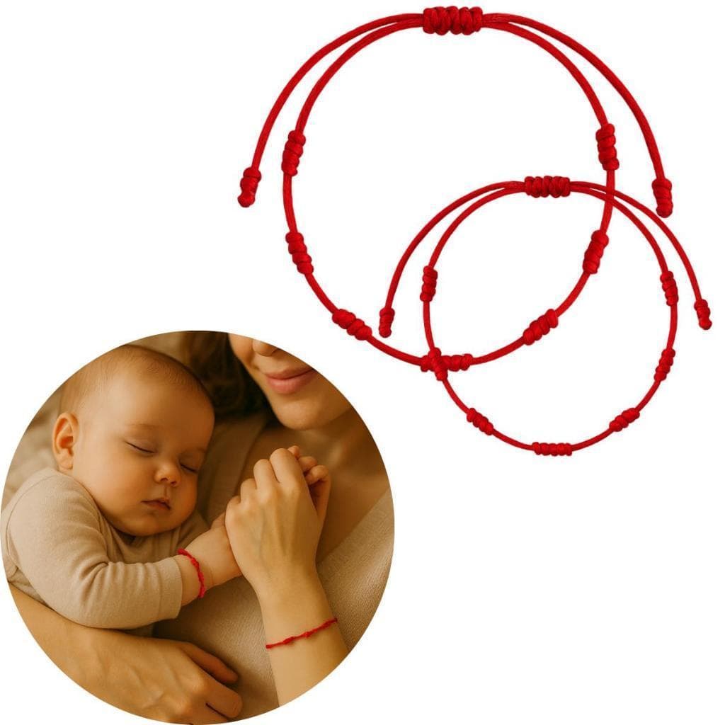 Pulseira Vermelha Kabbalah 7 Nós Adulto e Bebê Infantil Contra Mal Olhado Proteção MT01