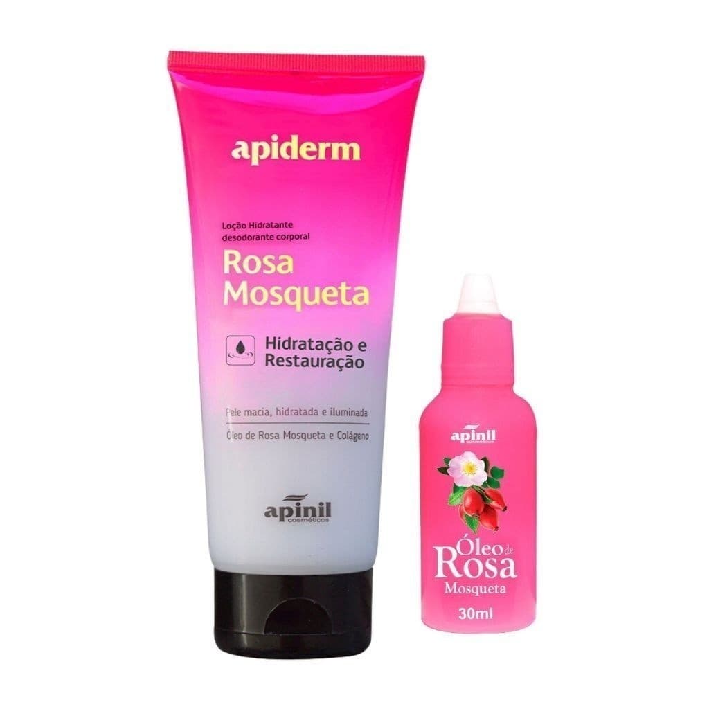 Kit Rosa Mosqueta Hidratante + Óleo Apinil Efeito Clareador