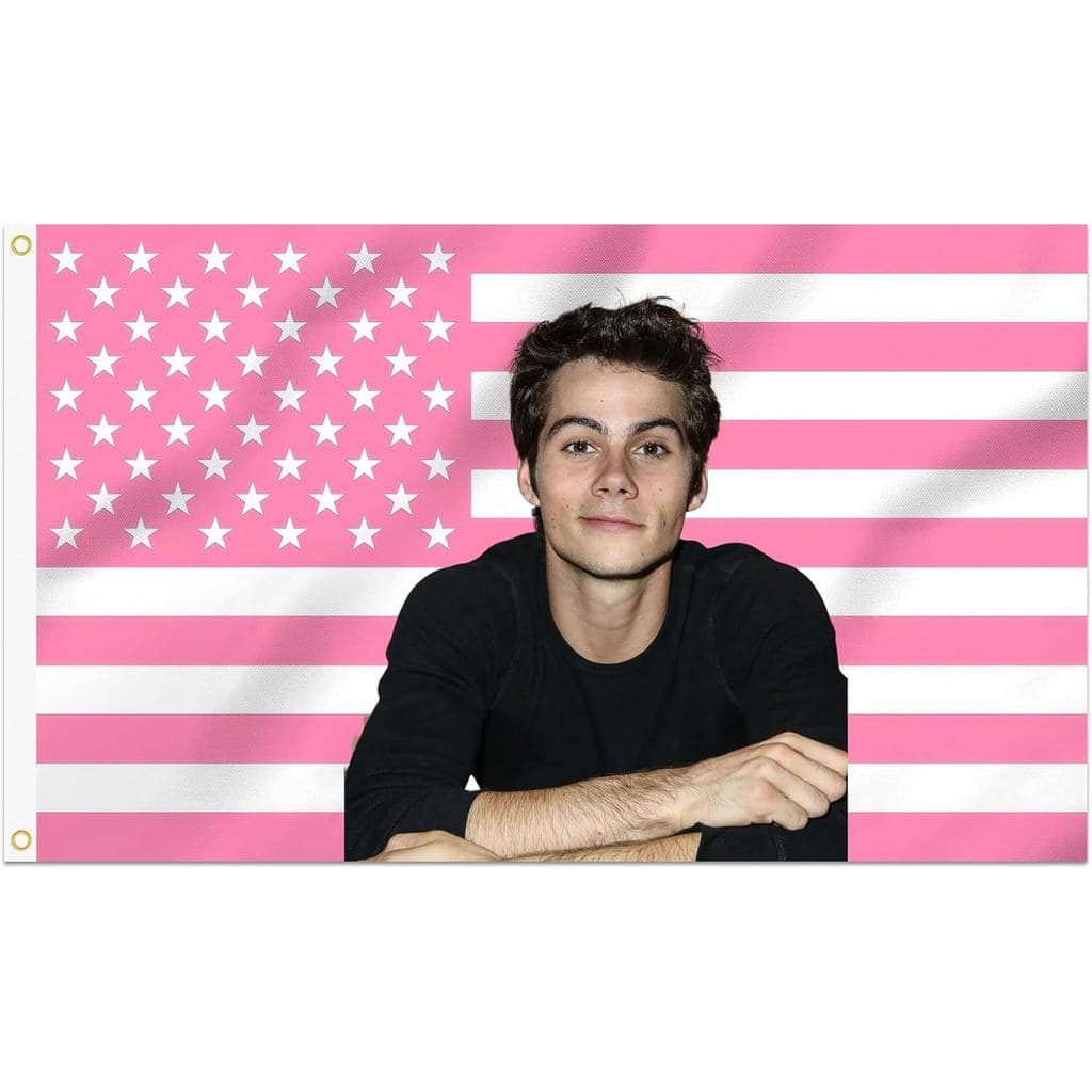Bandeira Decorativa Dylan O'Brien de 3x5 pés com 2 ilhós de latão para uso interno e externo, costura dupla, tapeçaria d