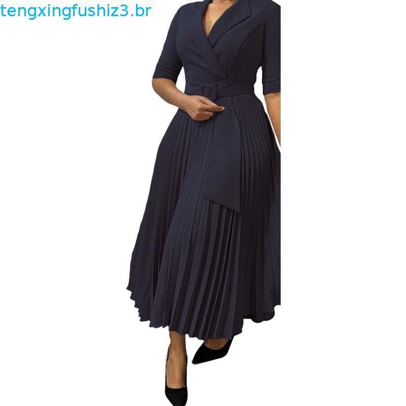 Banquete vestido de casamento outono inverno novo estilo feminino OL moda terno gola plissada cintura vestido tamanho gr