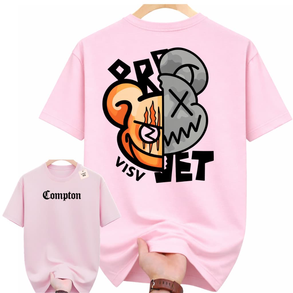 Camiseta Streetwear Masculina Compton Oversized Estampa Premium Frente e Costas
