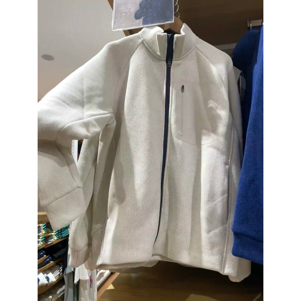 SUMU · Jaqueta masculina feminina de malha de lã Polar com zíper berinjela de manga comprida suéter de lã quente outono