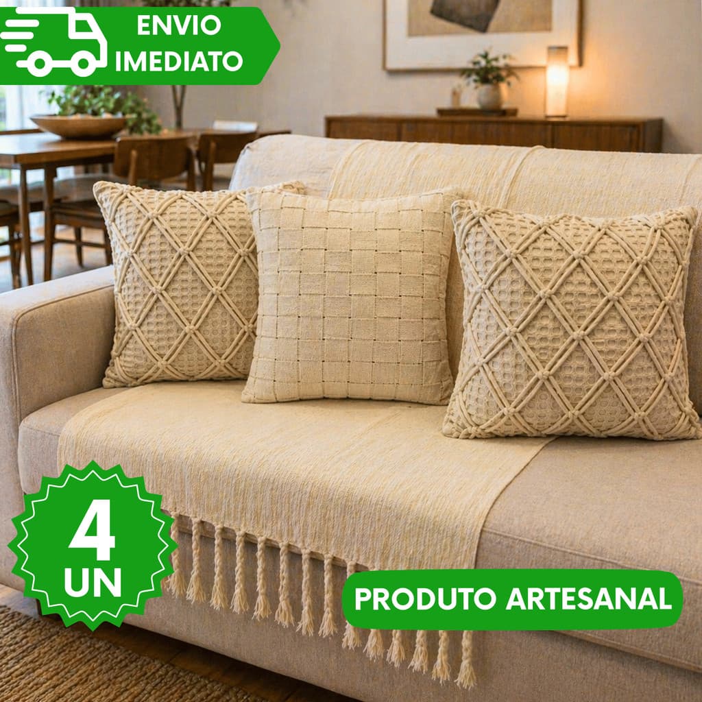 Kit 4 Capas De Almofada Estilo Boho Chic Rustico Decorativas