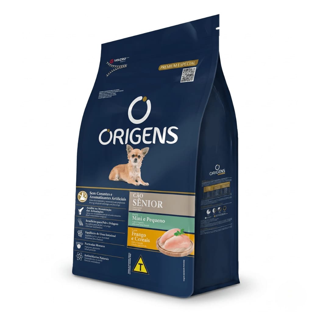 Ração Cães Origens Sênior Raças Pequenas e Mini sabor Frango e Cereais 10,1kg