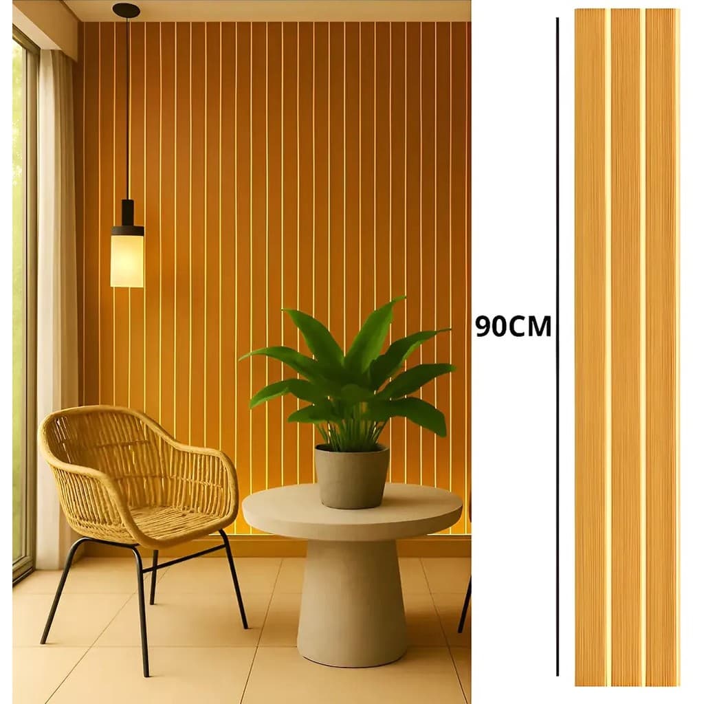 Placa Ripado MDF 90x11cm Decorativa Parede Ripado Autocolante mais Kit Instalação  Envio Rápido