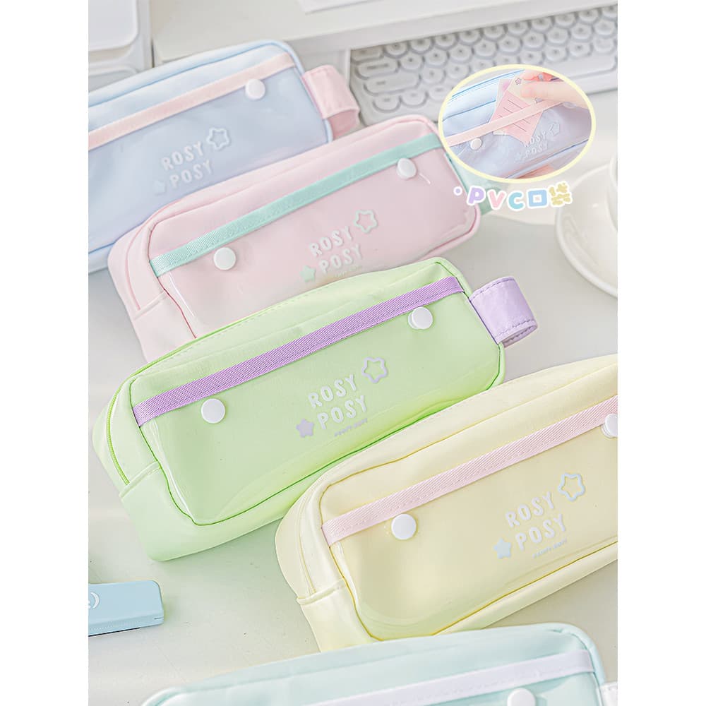 Dopamina Light Cotton Contraste Color Pencil Caso Grande capacidade Dor Bolsa Armazenamento Papelaria Bolsa Estudantes u
