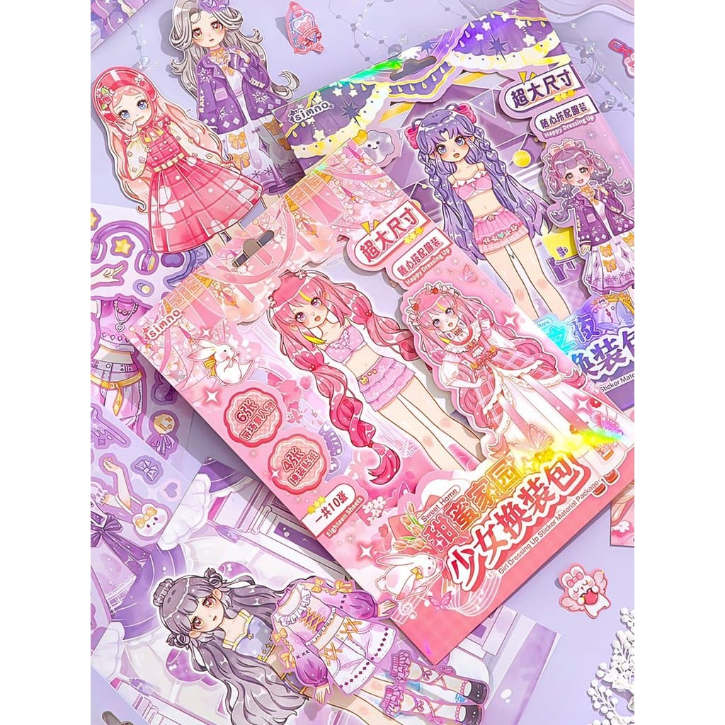Oversized espumante menina vestir-se adesivos princesa menina brinquedos diy guarda-roupa de corpo inteiro vestir-se ade