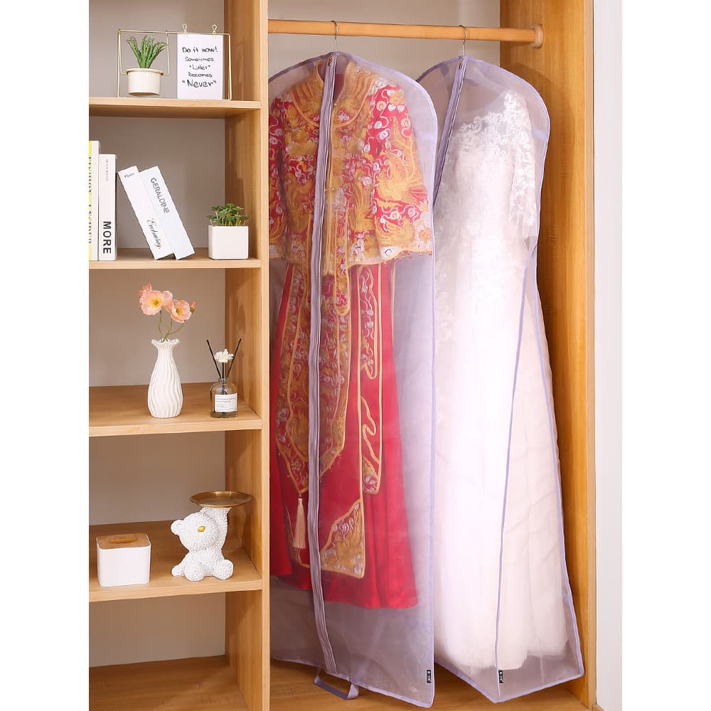Vestido de casamento de alta qualidade capa anti-poeira estendida grande vestido de trilha Hanfu transparente saco de ar