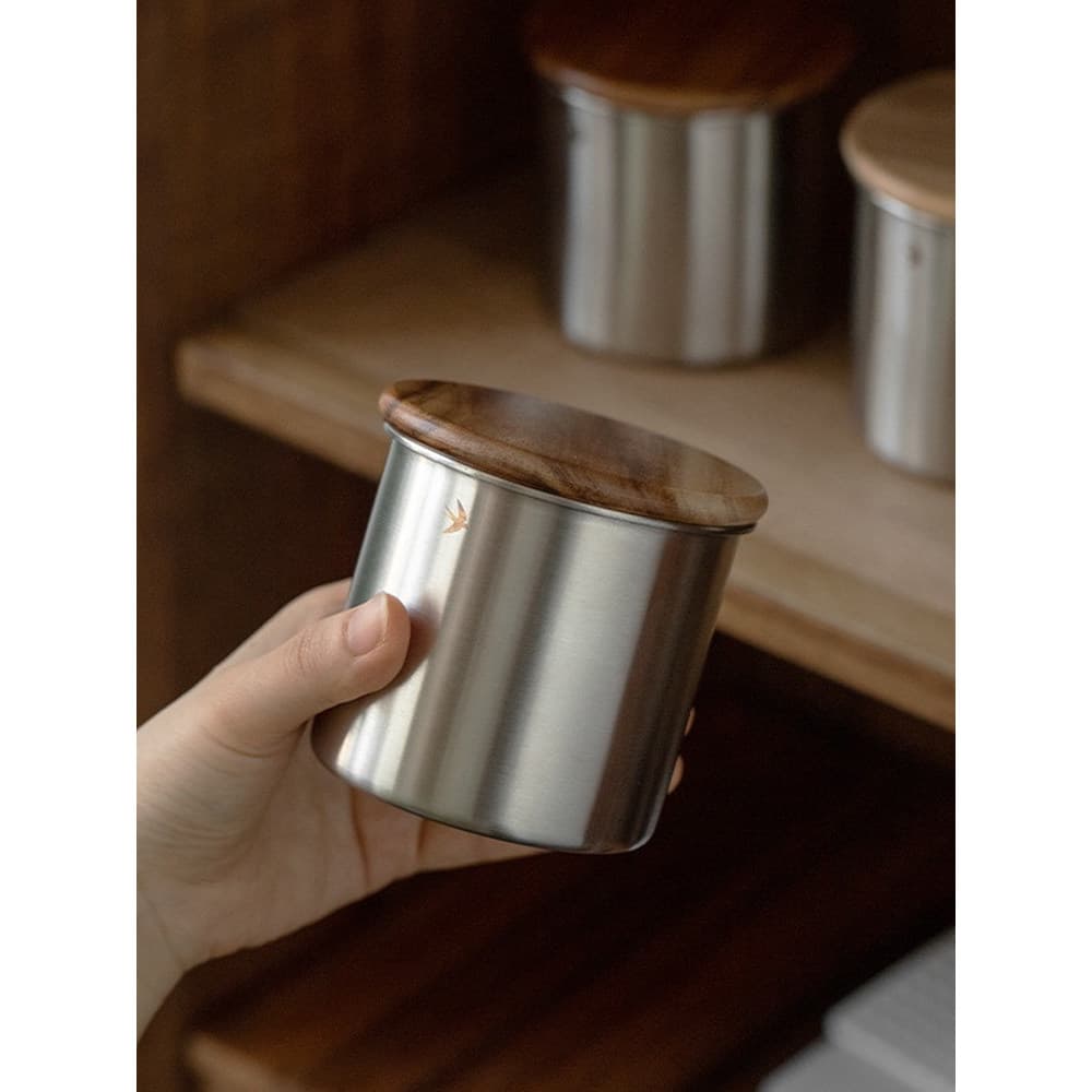Ins andorinha impressa grãos de café tanque de armazenamento de aço inoxidável multigrãos Retro selado café em pó tampa