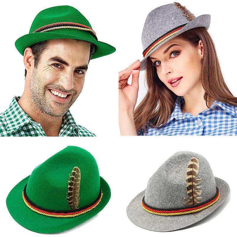 Chapéu Fedora Unissex de Munique, Alemanha para Oktoberfest, Chapéu de Feltro com Penas para Jazz Panamá, Fantasia de Ha