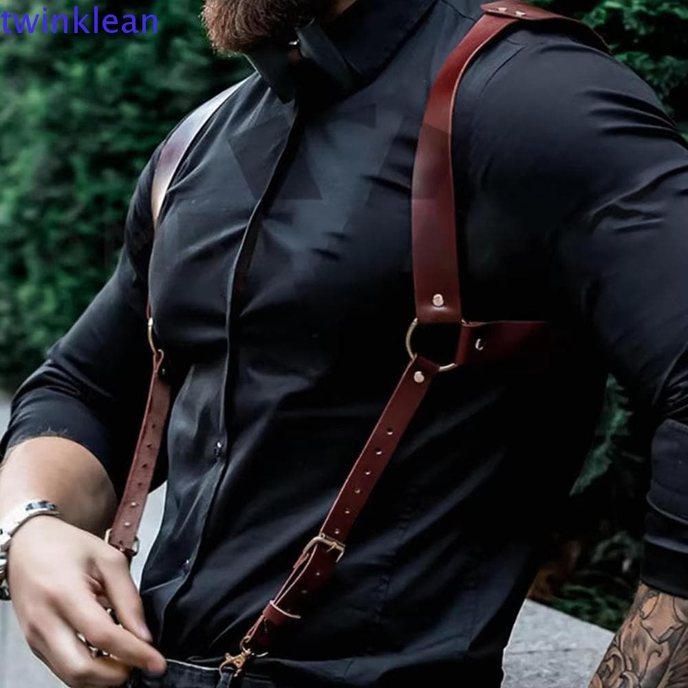 Cinto Masculino TWINKLEAN , Suspensórios De Espartilho Masculinos Punk Ajustáveis , Colete De Couro PU De Rua