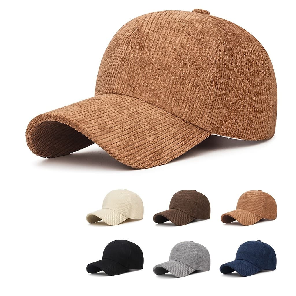 Boné de Corduroy Novo Estilo Boné de Beisebol para Mulheres e Homens Boné Casual Versátil com Estampa Xadrez VECX-**&-&*