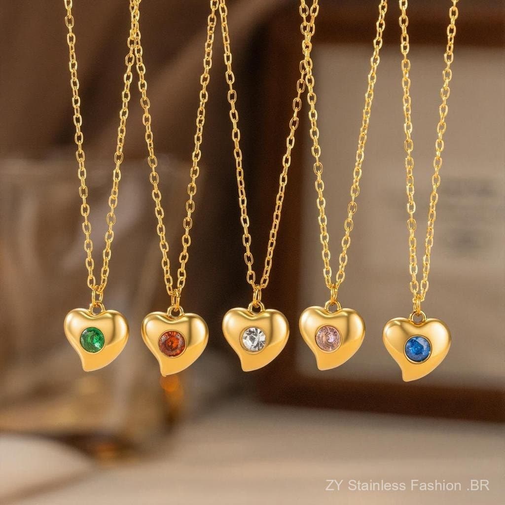 Pointed heart zircon pendant stainless steel necklace for women, gold-plated, waterproof, and non-fading