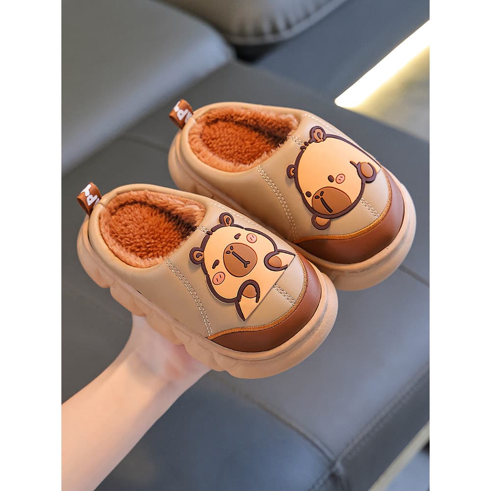 Kapibara chinelos de algodão infantis outono inverno novo estilo meninos meninas dos desenhos animados interior antiderr