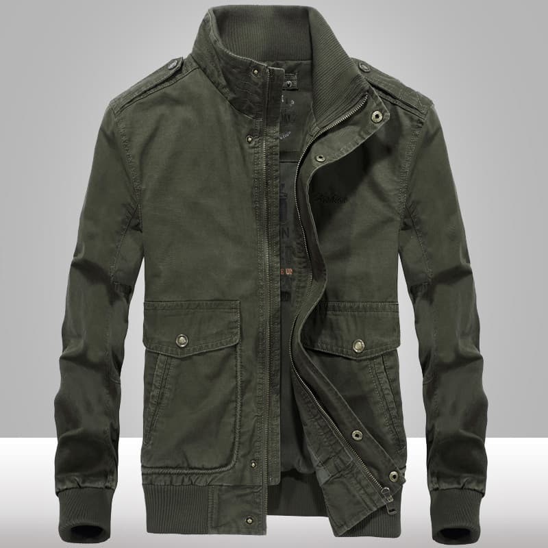2023 outono novo estilo jaqueta masculina gola Casual solto tamanho grande curto militar topo puro algodão macacão jaque
