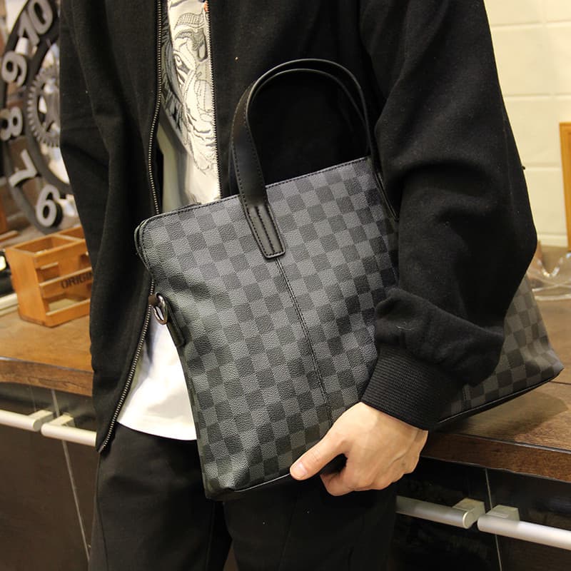 2026 novo estilo versão coreana escritório bolsa masculina de um ombro mensageiro xadrez moda tendência xadrez pasta de