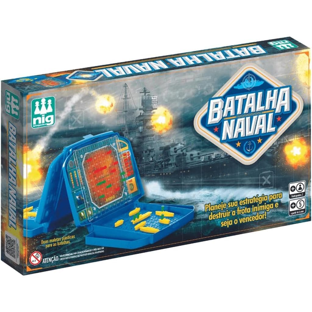 Jogo de Tabuleiro Batalha Naval com Maleta NIG Brinquedos Jogo Batalha Naval