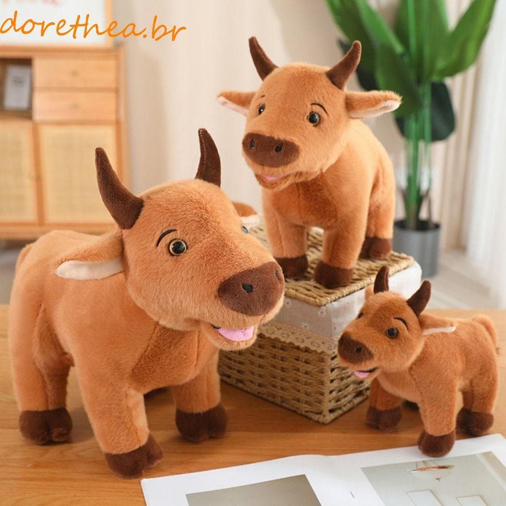 Boneca De Pelúcia Animal De Gado DORETHEA , Brinquedos Fofos De Bisturi Realista , Bonecos De Boi Macio