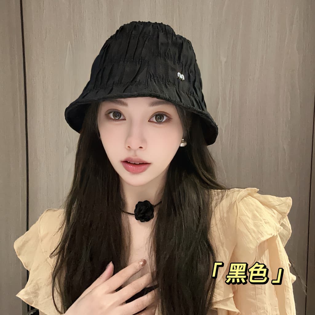 Chapéu feminino 2023 novo estilo simples balde chapéu feminino plissado balde chapéu estilo japonês guarda-sol protetor