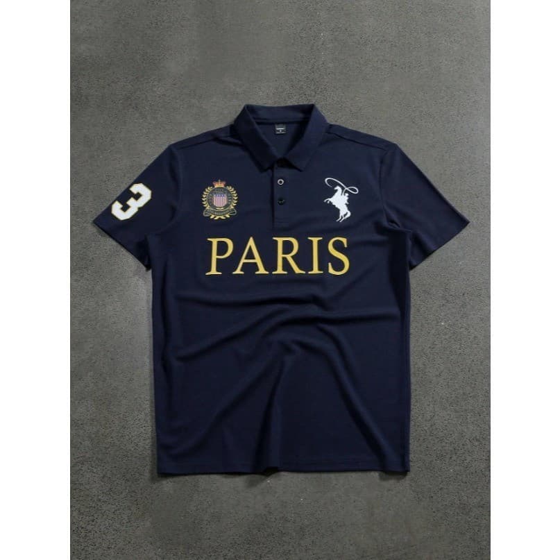 Camisa Polo Paris de Manga Curta Masculina, Casual