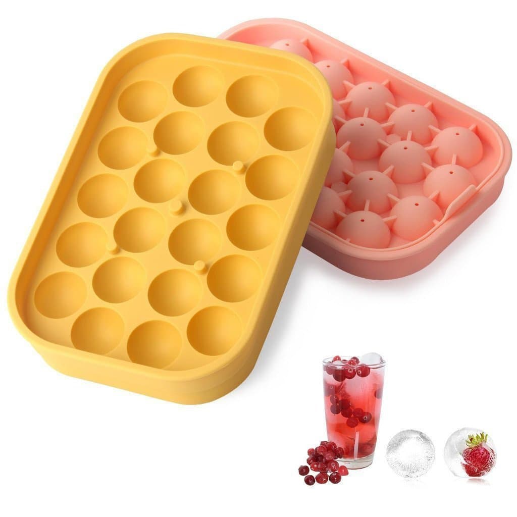 Forma de Gelo de Silicone Elástico 22 Bolas de Gelo com Tampa, Forma de Gelo Livre de BPA para Congelar Cubos de Gelo Ca