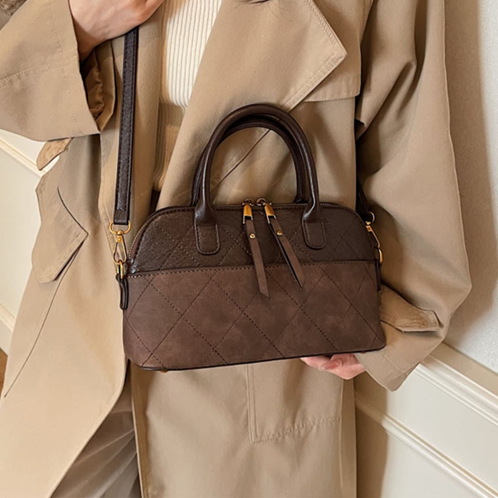 Estilo ocidental requintado All-Match costura cor moda simples portátil elegante 2025 outono feminino de um ombro saco d