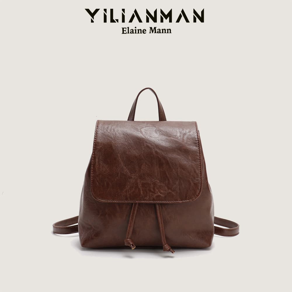 Eleman bolsa feminina Original Retro marrom mochila feminina 2026 novo estilo mochila ins simples All-Match bolsa de omb