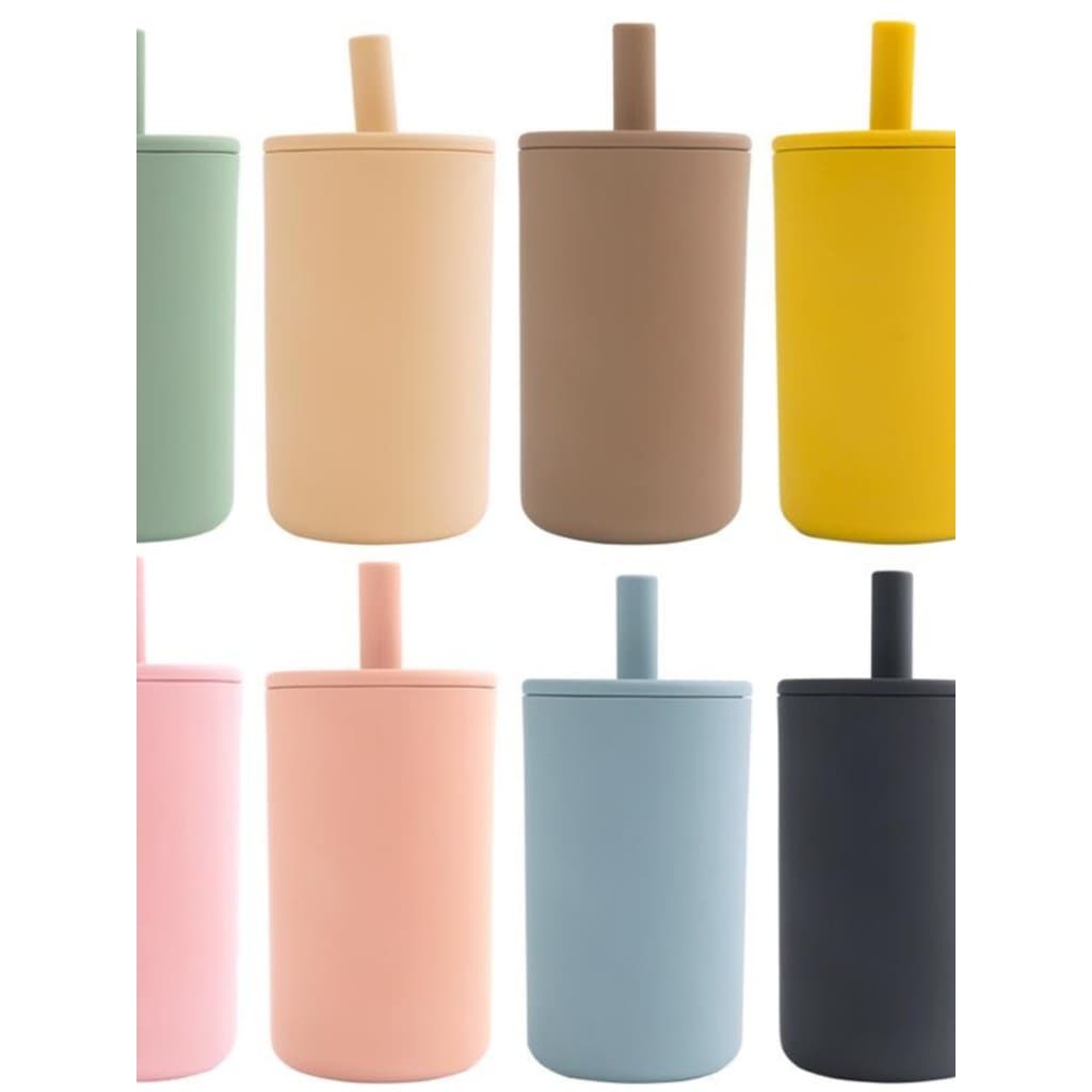 Bebê Silicone copo de água treinamento infantil copo de palha doméstico grau alimentício anti-poeira anti-asfixia beber