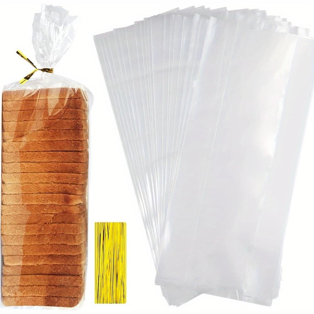 Sacos De Pão Com Gravatas , Transparentes 50/100 Para Caseiro E Reus Ajustáveis