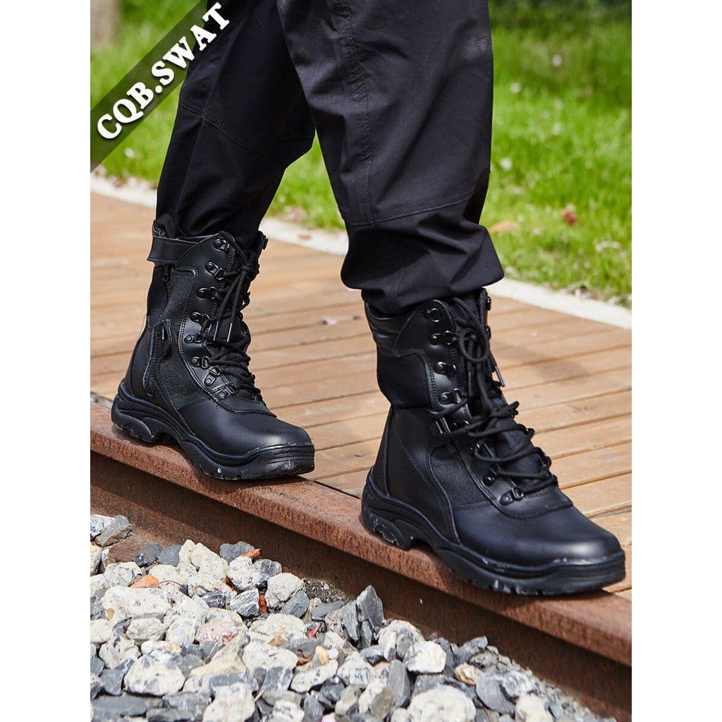 Primavera respirável ao ar livre botas de combate de alta qualidade casal marinho zíper botas gerais tático caminhadas b