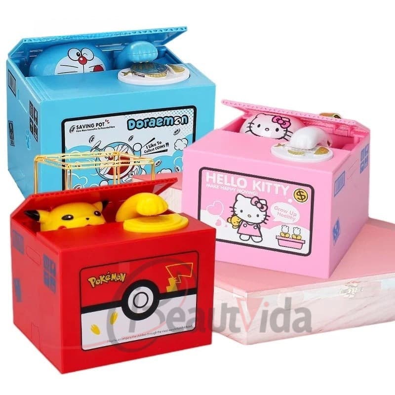 Engraçado Pokemon Pikachu Banco Eletrônico De Moedas Anime Roubo Caixa Cofre De Porquinhos