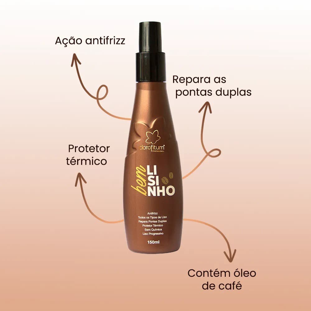 Bem Lisinho Clorofitum 150ml Alinhamento Capilar Sem Formol | Anti Frizz + Efeito Liso Natural