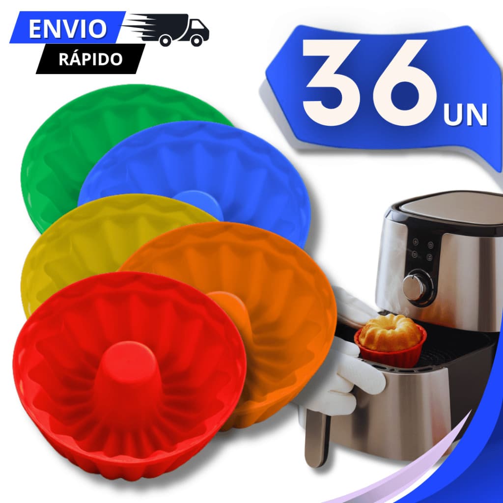 Conjunto Formas Silicone Cupcake Muffin Forminhas Redonda Assadeira Bolinho Doceria Forma Utensílios