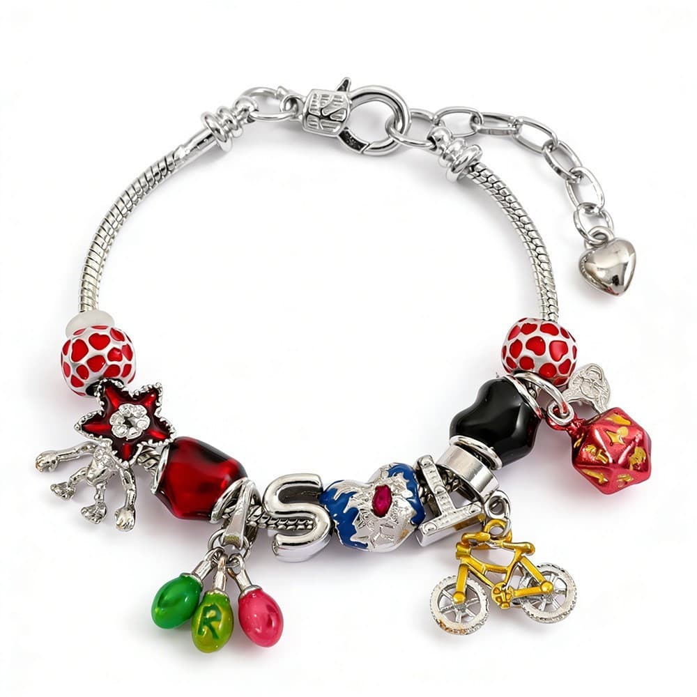 Pulseira de Miçangas DIY Stranger Things, Joia de Liga de Zinco, Merchandise de Filme, Presente Artesanal, Mundo Inverti