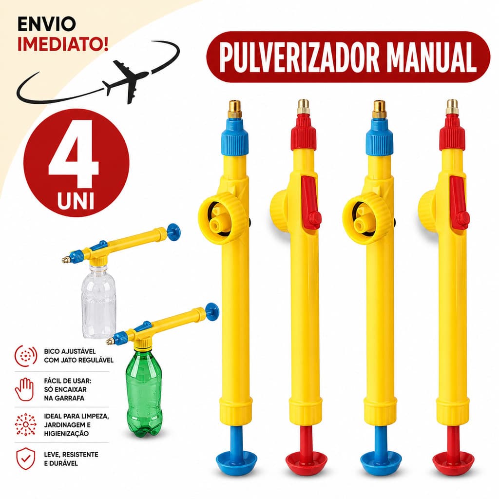 Kit 04 Pulverizador Manual Garrafa Pet Jardim Borrifador Alta Pressão * Envio Imediato *
