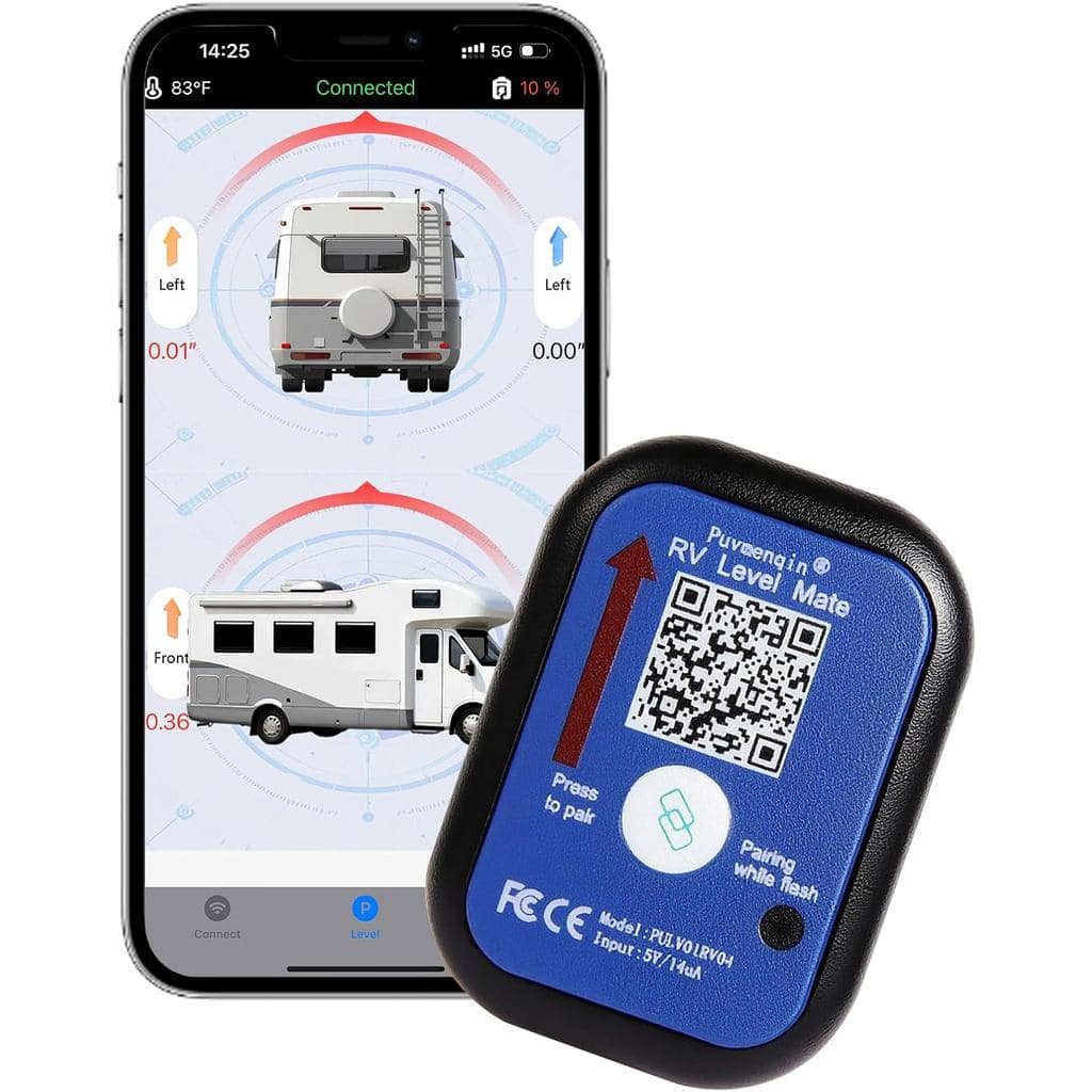Sistema de Nivelamento Sem Fio para RV - Aplicativo de Telefone Fácil de Usar (no Google Play e na App Store) com Mediçõ
