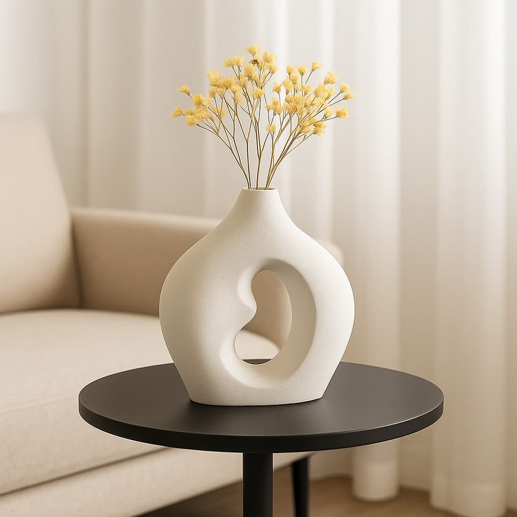 Vaso Branco Vazado 18cm Elegante para Decoração de Sala Venus