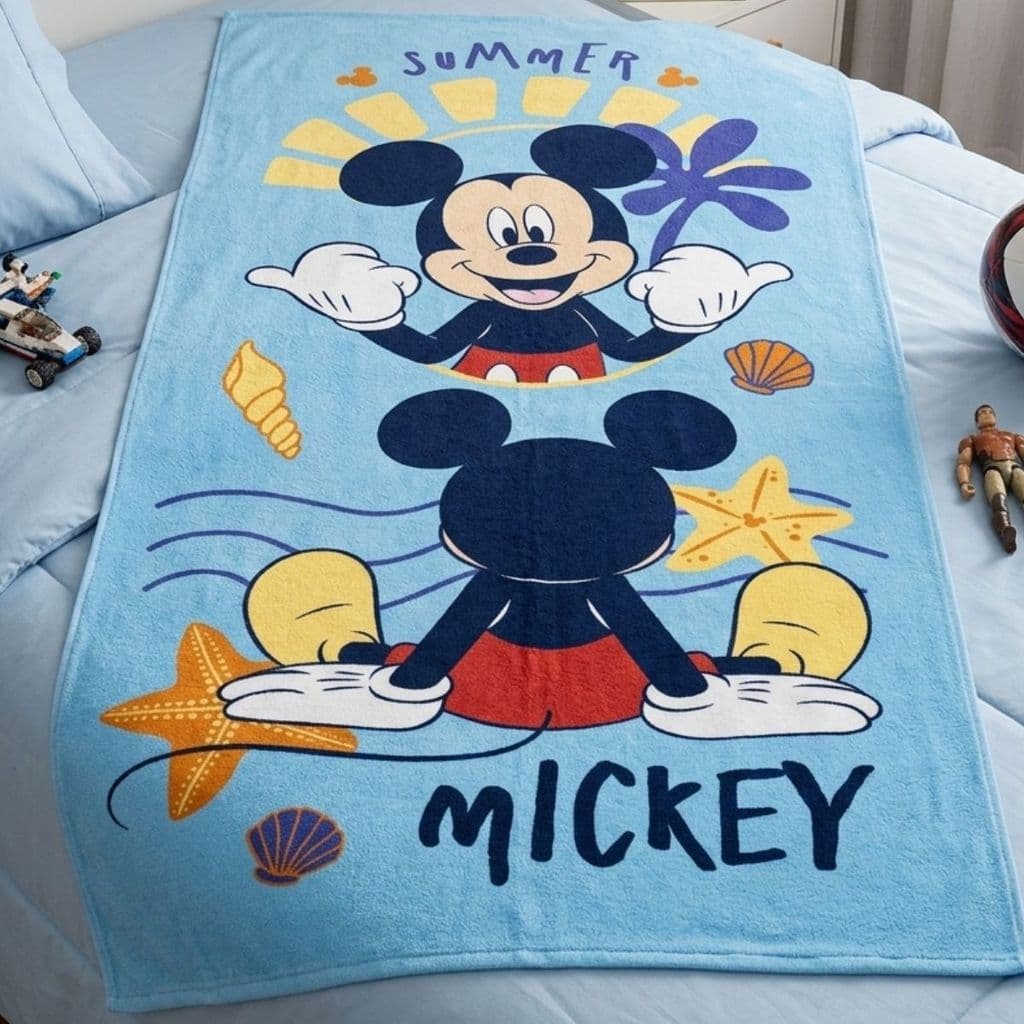 Toalha de Banho Infantil Mickey Aveludada 70x1,40cm Praia Piscina Lepper
