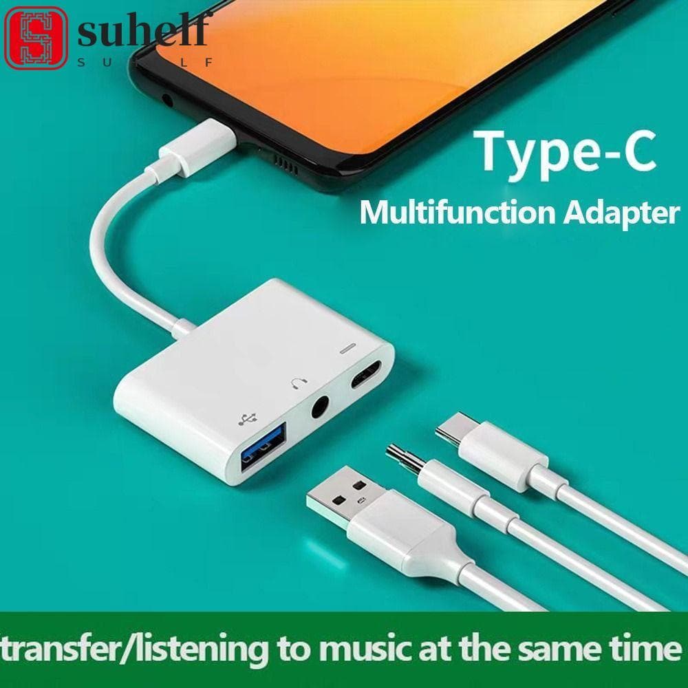 Adaptador SUHELF OTG Divisor USB Profissional 3 Em 1 Transmissão De Dados