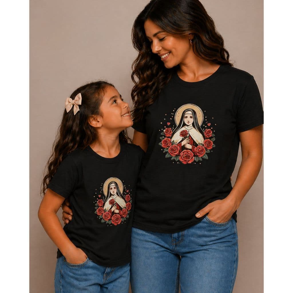 Kit Tal Mãe Tal Filha Santa Teresinha – Camisetas Católicas Femininas