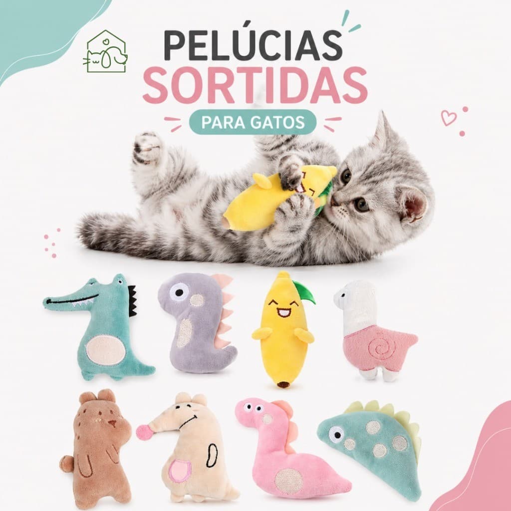 Pelúcia Para Gatos Sortidas Com Catnip e Papel Sonoro