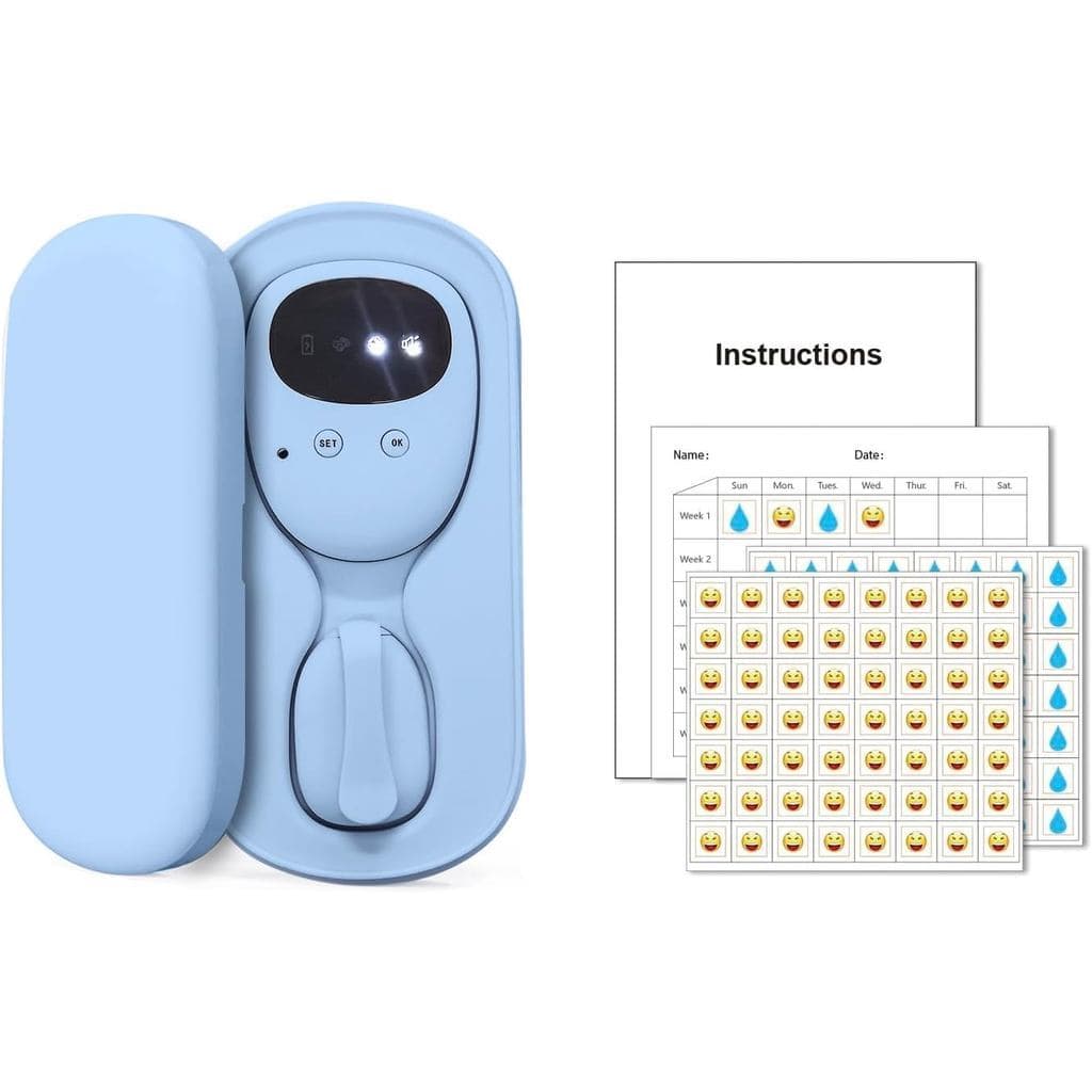 Alarme sem fio para enurese infantil, recarregável por USB, 3 modos de funcionamento, alarme para enurese infantil, azul