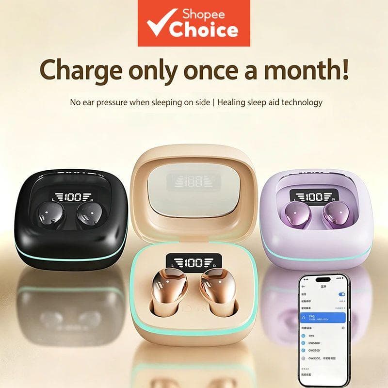 Fones de Ouvido B51 - Mini fone de ouvido invisível para dormir, Bluetooth TWS sem fio, com microfone, redução de
