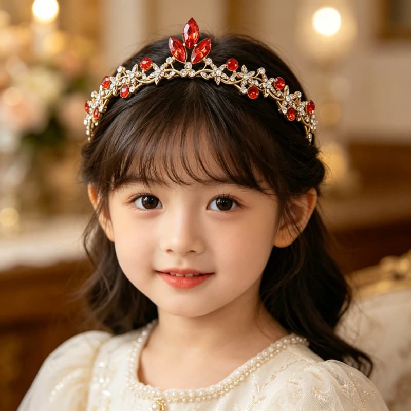 Coroa Infantil Headpiece Princesa Presente De Aniversário Meninas Desempenho De Palco Flor Menina Acessório De Cabelo